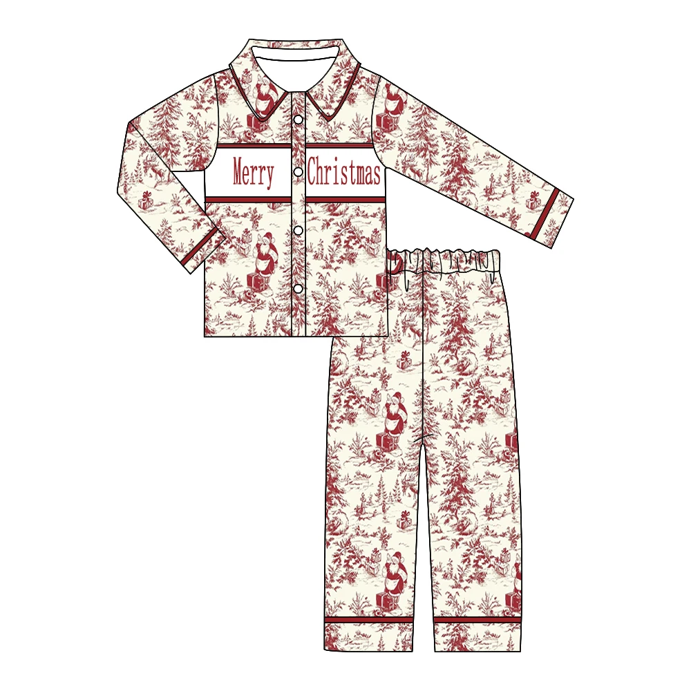 Wholesale Kids Pyjamas Christmas Girls Heart Pocket Pajama Set Boys Set Santa Children Sleepwear