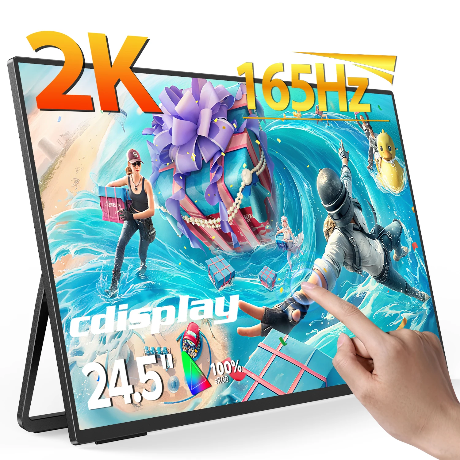 

24.5" 2K Portable Gaming Monitor 165Hz QHD IPS Touch External Screen for Laptop Switch Xbox Game Console Travel computer Display