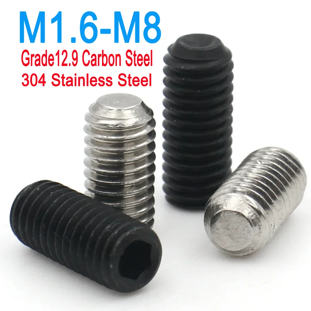 

DIN916 M1.6 M2 M2.5 M3 M4 M5 M6 M8 Grade12.9 Carbon Steel 304 Stainless Steel Hexagon Hex Socket Grub Set Screw Bolt 10/20/50pcs