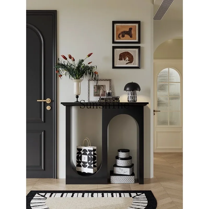 

French porch table cabinet art minimalist black decorative cabinet