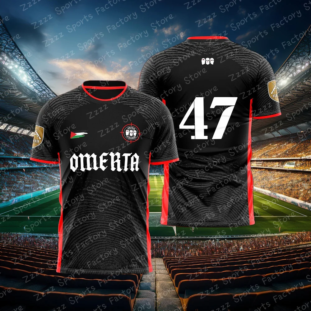 OMERTA Boxing Fans Summer 3D Print Breathable Jersey Men's Outdoor Sportwear Man Kids Al-Qadsia Style Football Soccer T-shirt