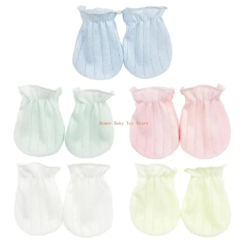

J0PF 1 Pair Cotton Baby Mittens for 0-12 Month Gentle Protections Against Scratches Elastic Gloves Ensures Comfortable