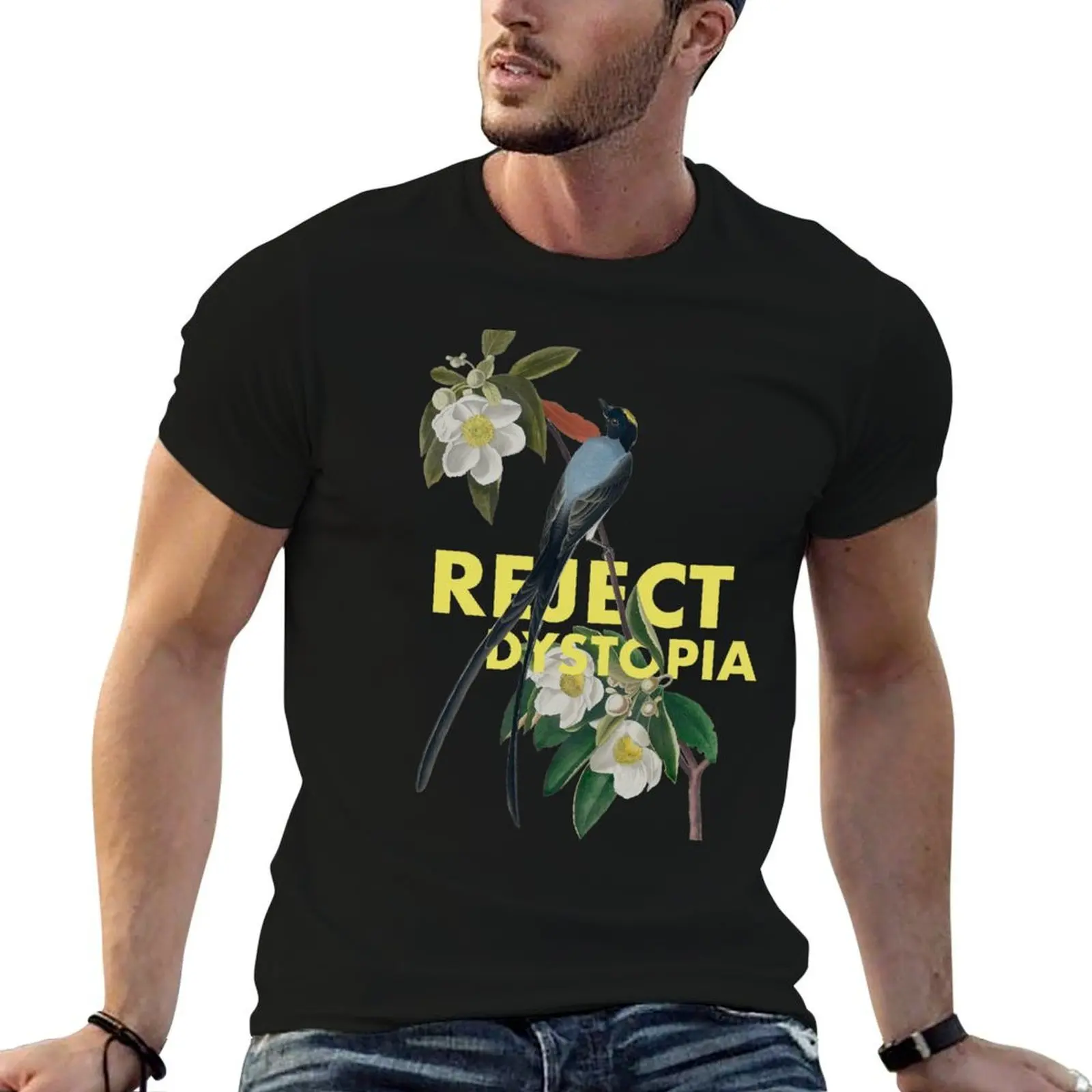 

REJECT DYSTOPIA - solarpunk T-Shirt man t shirts cotton t shirt men 100% cotton luxury brand T-Shirt