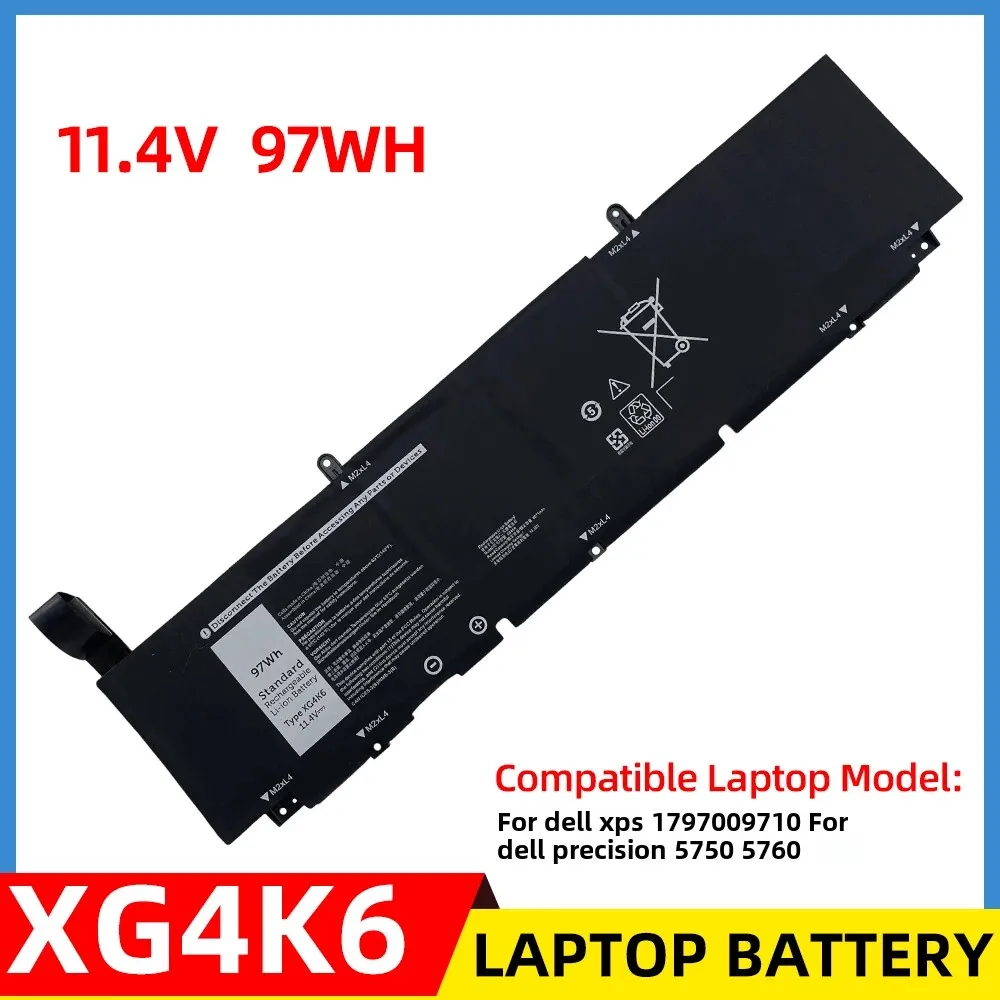 

New 97Wh XG4K6 Laptop Battery for Dell XPS 17 9700 9710 Precision 5750 5760 11.4V