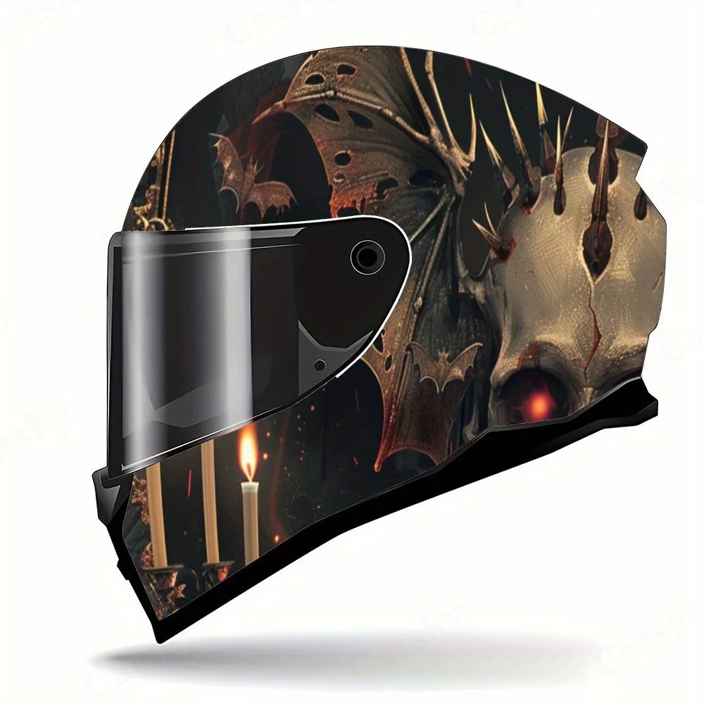 Nether Candle Demon Skull Helmet Vinyl Wraps، شارات خوذة لكامل الوجه مقاومة للماء والخدش، تصميم فني متين من مادة PVC،