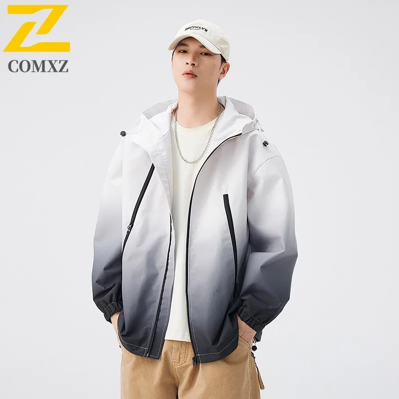 

COMXZ 2025 New Youth Hooded Jacket Outdoor Waterproof Windbreaker Coat Unisex Couple Streetwear Cross Border Public Version