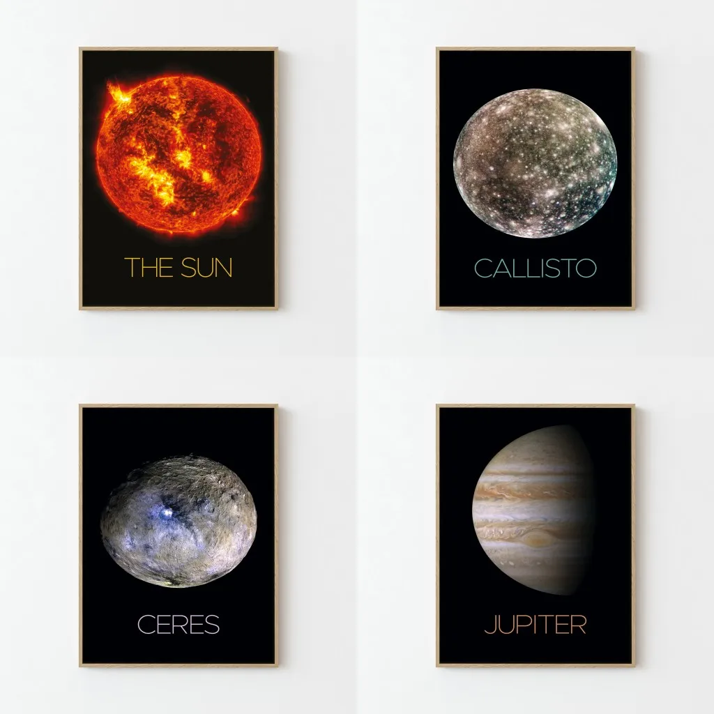 Space Travel Poster Planets Wall Art The Sun Callisto Ceres Mars Mercury Neptune Pluto Uranus Venus Canvas Print Home Decor