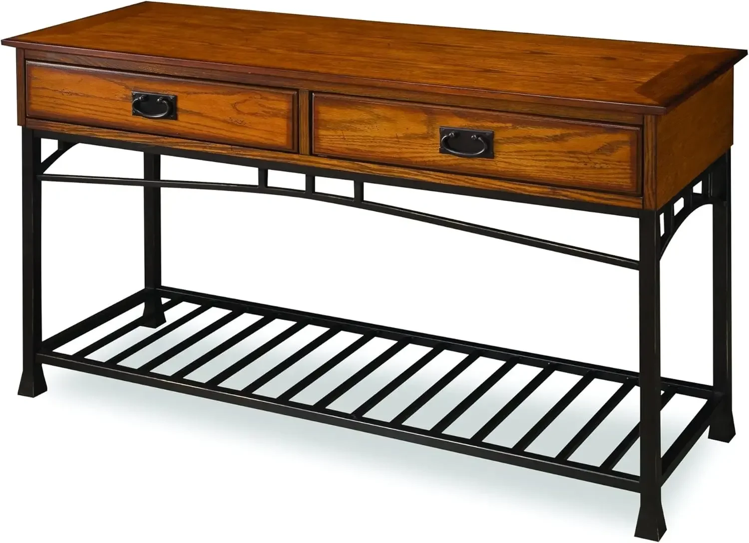 Modern Craftsman Distressed Oak Sofa Table by Home Styles 16D x 44.5W x 20H in