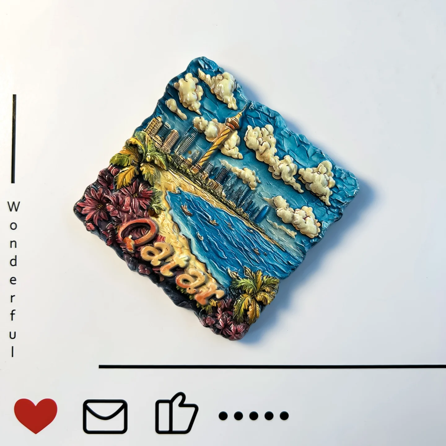Middle East, Qatar, tourism commemoration, resin creativity, urban scenery, decorative crafts, refrigerator stickers