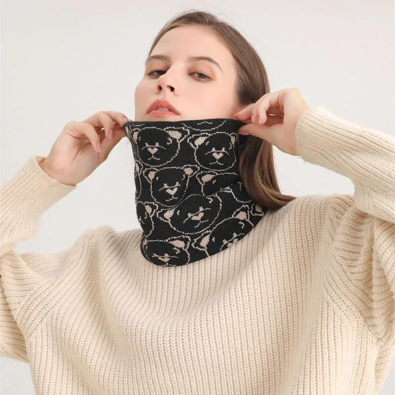 Fashion Women Knitted Scarf Cashmer Winter Snood Scarves Lady Warm Wool Fur Thick Unisex Men Neck Scarf Ring Neckerchief Muffler