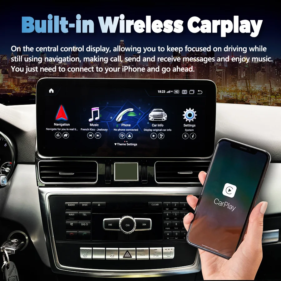 12.3 بوصة شاشة أندرويد 8 جيجابايت + 128 جيجابايت سيارة الوسائط المتعددة مشغل فيديو CarPlay لمرسيدس بنز ML GL 2012-2018 نظام تحديد المواقع 4G واي فاي BT ستيريو