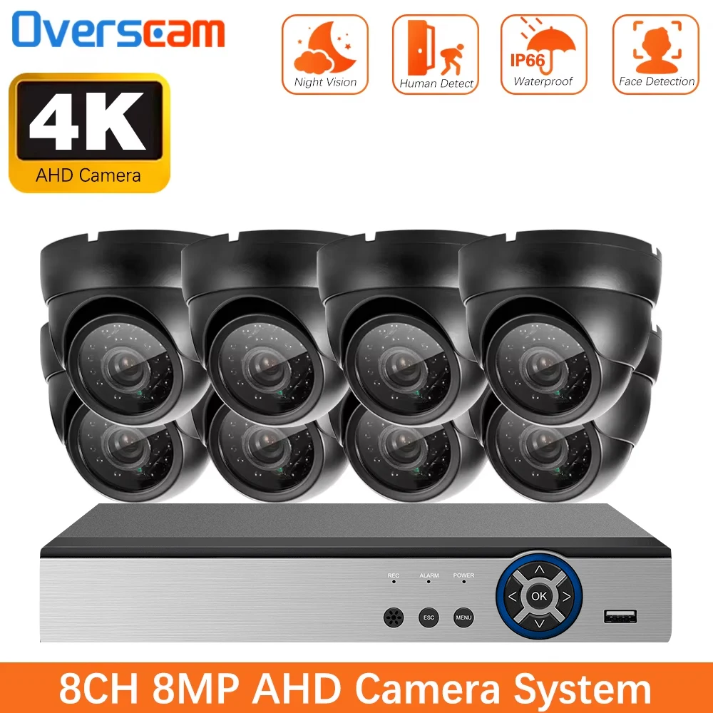H.265 8CH AHD DVR CCTV System 4K HD AHD DVR 8.0MP IR Outdoor Security Waterpfoof Camera Surveillance Kit Mobile Phone Remote
