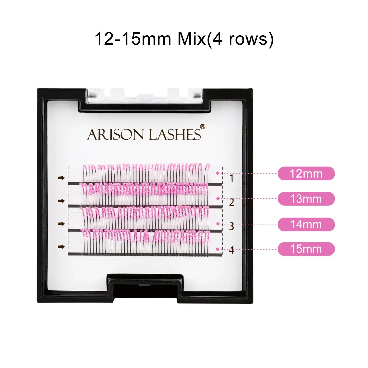 ARISON 4 Rows Mixed Glitter Colored Eyelashes 12~15mm Halloween Party Shiny Faux Mink Christmas False Eyelash Individual Lashes