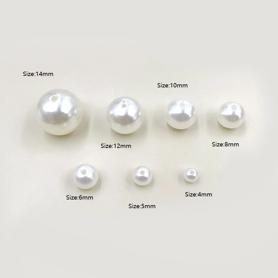 4-14mm 5-100 pezzi perline rotonde di perle finte fai da te per gioielli che fanno ciondolo braccialetto collana all\'ingrosso