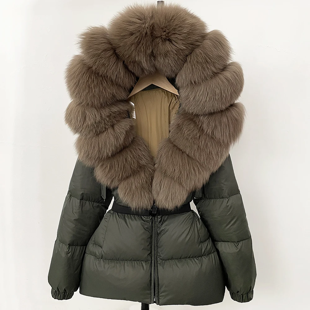 OFTBUY manteau de fourrure véritable vêtements d'hiver veste bouffante femmes fourrure de renard à capuche chaud 90% duvet de canard blanc femme Parkas imperméable