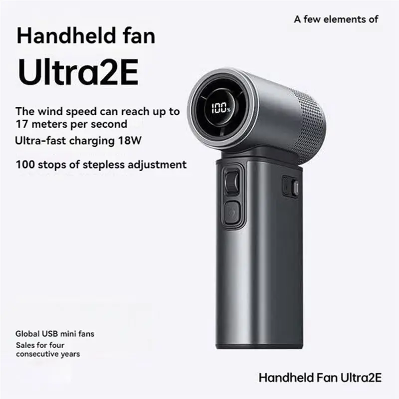A84G-Ultra2e Handheld Fan 4350Mah Battery Life 25 Hours Violent Turbine 17M/S High-Speed Airflow Quiet Mini Personal Cooling Dev