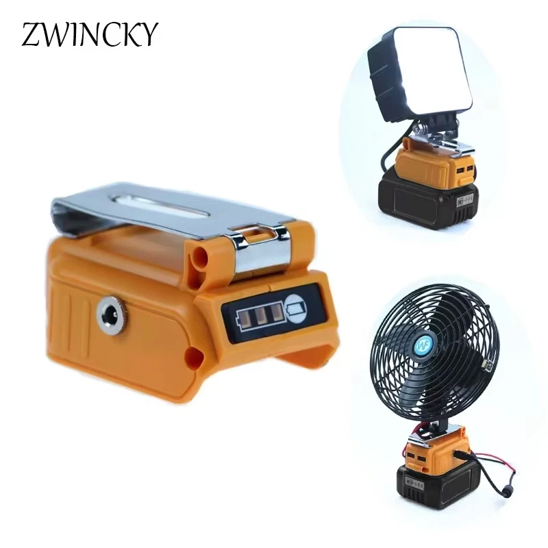 USB Charger Adapter Power Wheels Battery Adapter for Dewalt 20V Battery with 2 USB Ports & 12V DC Interface Fast Charging