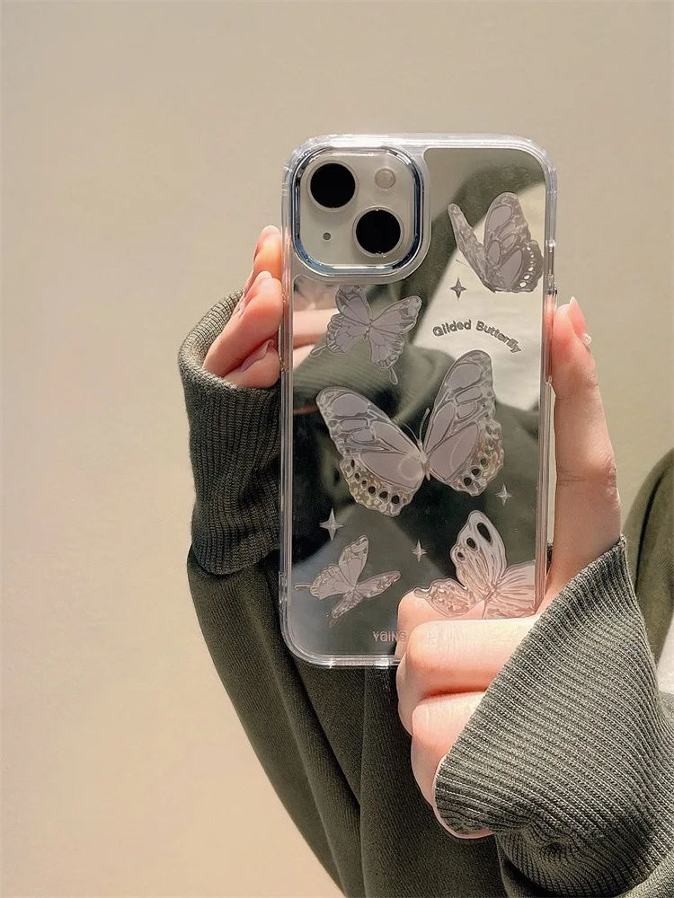 Superior sense butterfly Phone Case for IPhone 14 13 12 11 Pro X XR XS Max SE2020 2022 minority  7 8 Plus mirror Cover