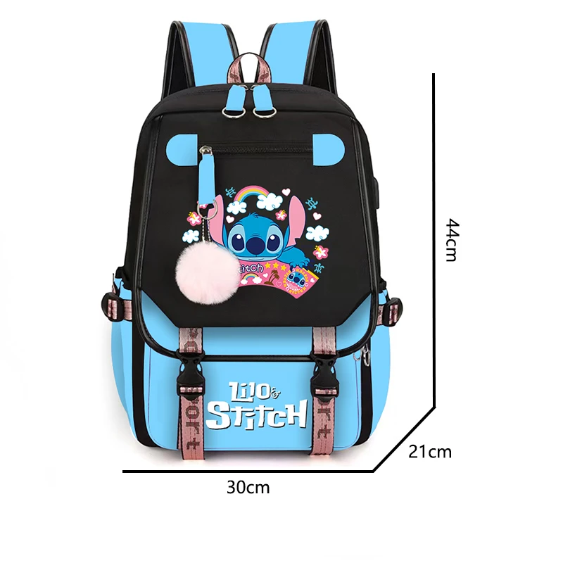 Disney Lilo Stitch Backpack for Girl Anime School Bag for Teenager Student Canvas Usb Laptop Schoolbag Women Rucksack Mochila