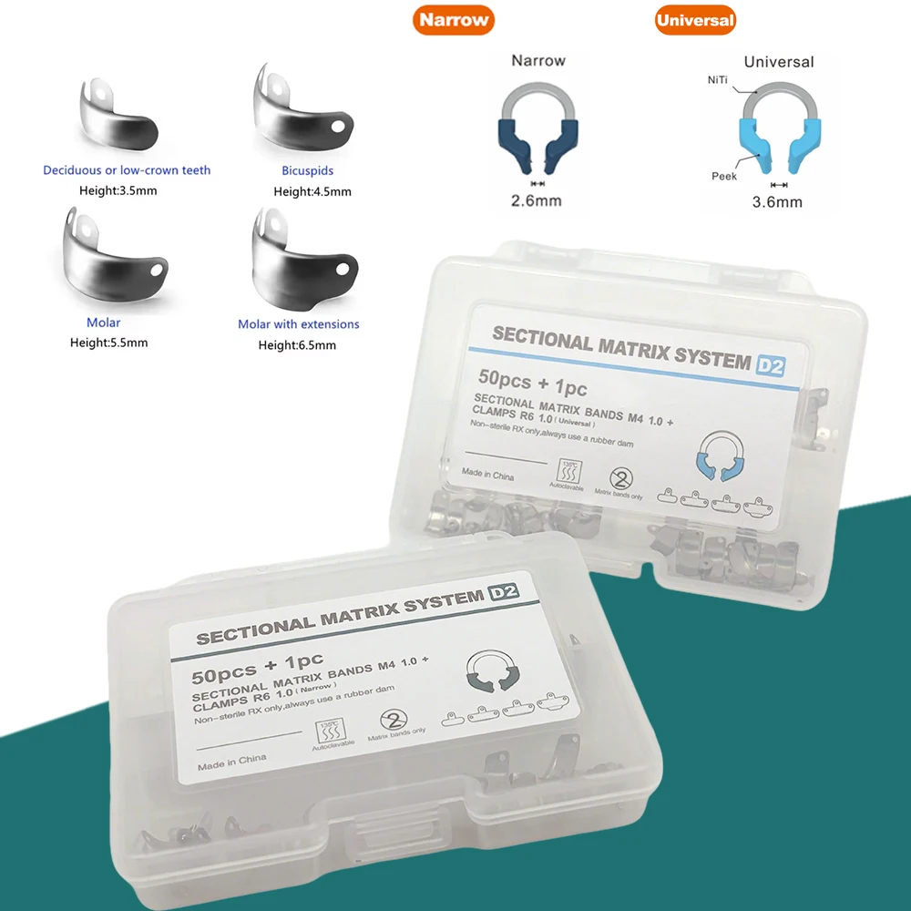 

Professional Sectional Dental Matrix System Metal Bands & Nickel Titanium Clamping Rings for Accurate Restorations