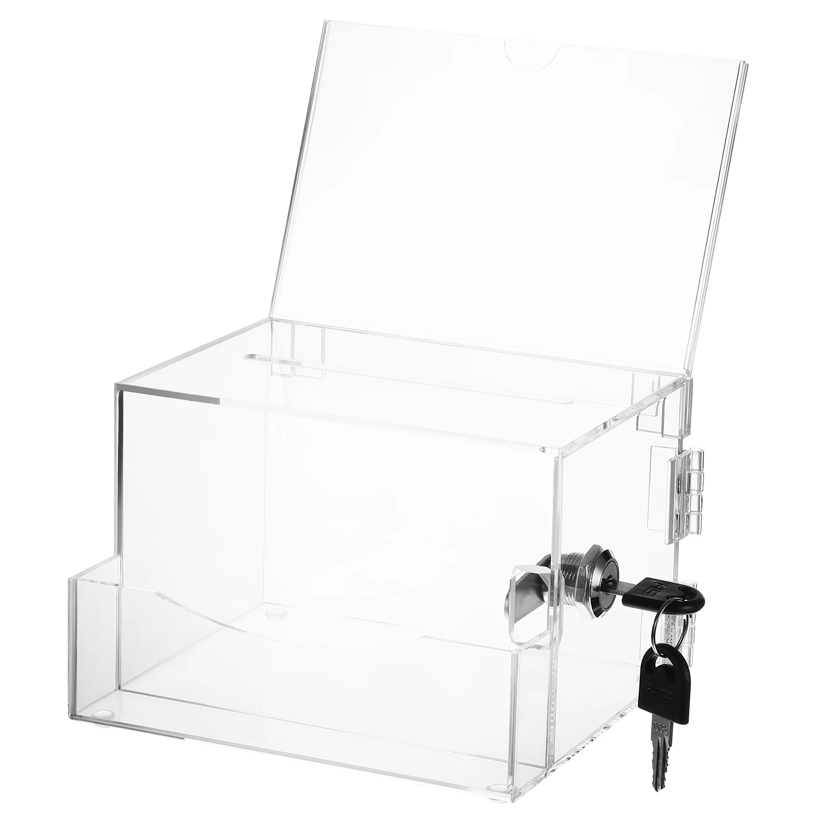 

Acrylic Voting Box 15.8X13.6X21.3CM Transparent Large Capacity Lockable Charity Collection Donation Fundraising Box Safe