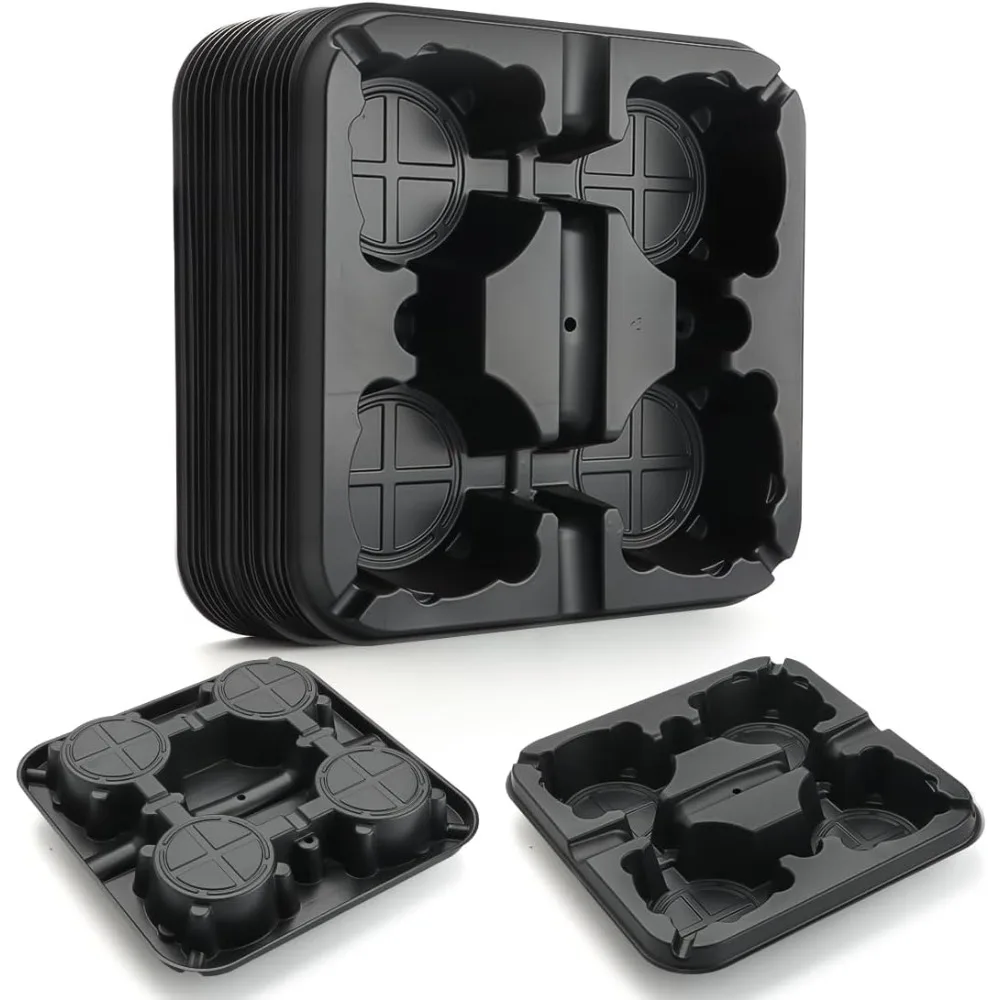 

4 Cell Round Nursery Pot Trays for 5-6 Inch Pots, Thickened Sturdy Seedling Pot Shuttle Tray, Durable Nursery Pots Carrying Tray