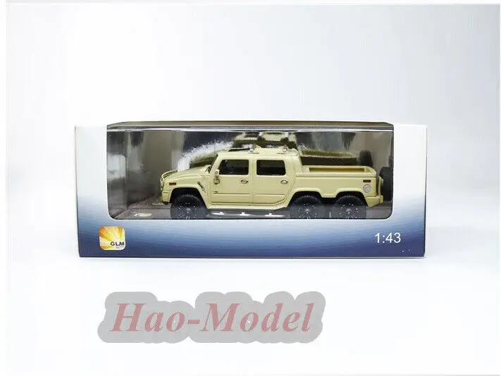 GLM-modelo de coche de resina fundida a presión para niños, juguetes de simulación, regalos de cumpleaños, Hobby, adornos de exhibición, amarillo, 1:43, Hummer H2 SUT