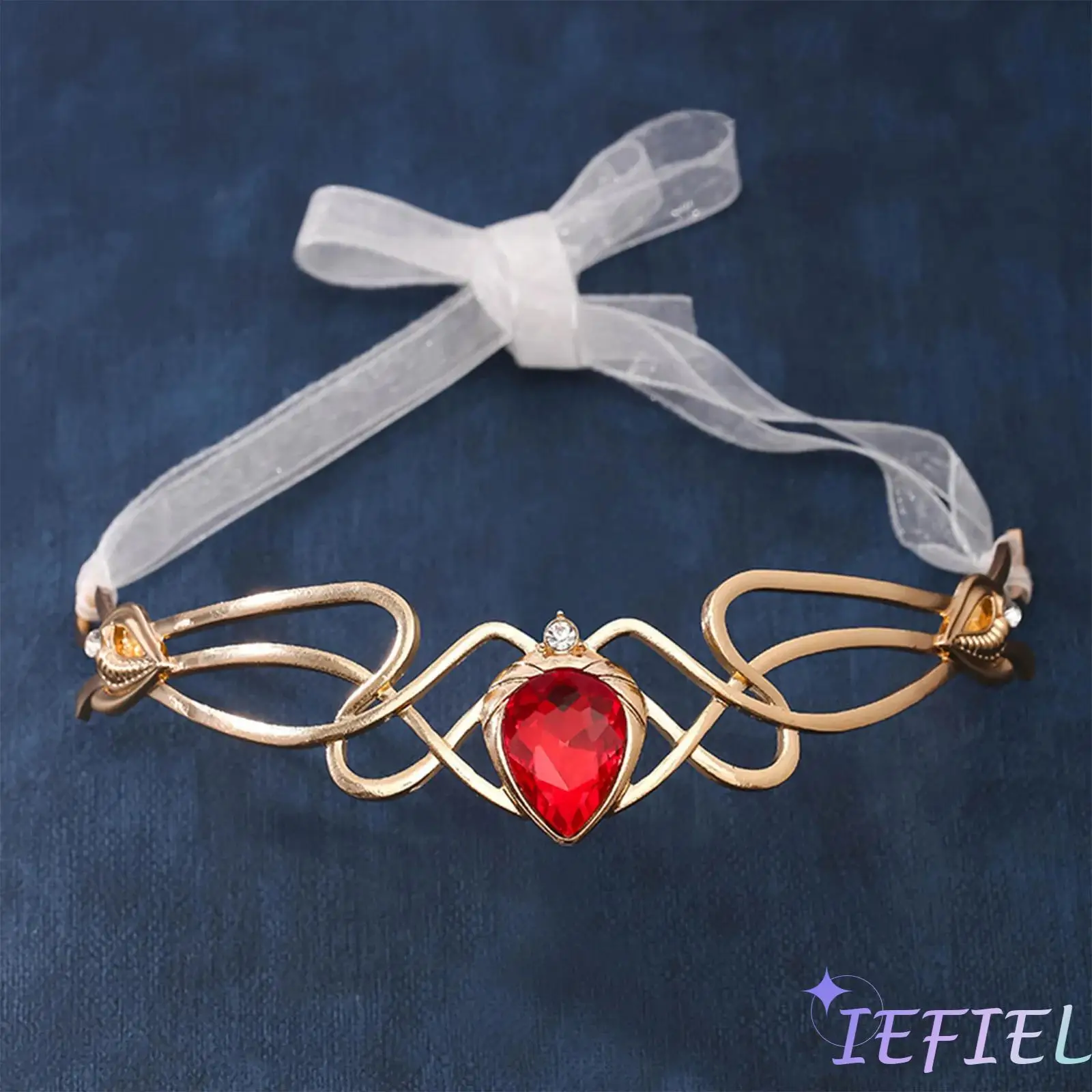 

Cosplay Accessory Man Women Royal Luxury Tiaras Fake Diamond Ribbon Strap Crown Headwear Props Masquerade Themed Party Costume