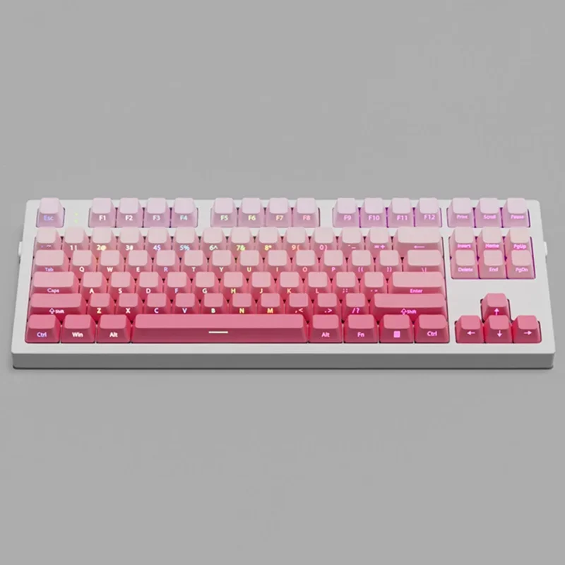 133 Keys Double Shot Shine Through Keycaps Strawberry Pink Side Print PBT Keycaps Cherry Profile for MX Switches Gaming Keyboard view 5