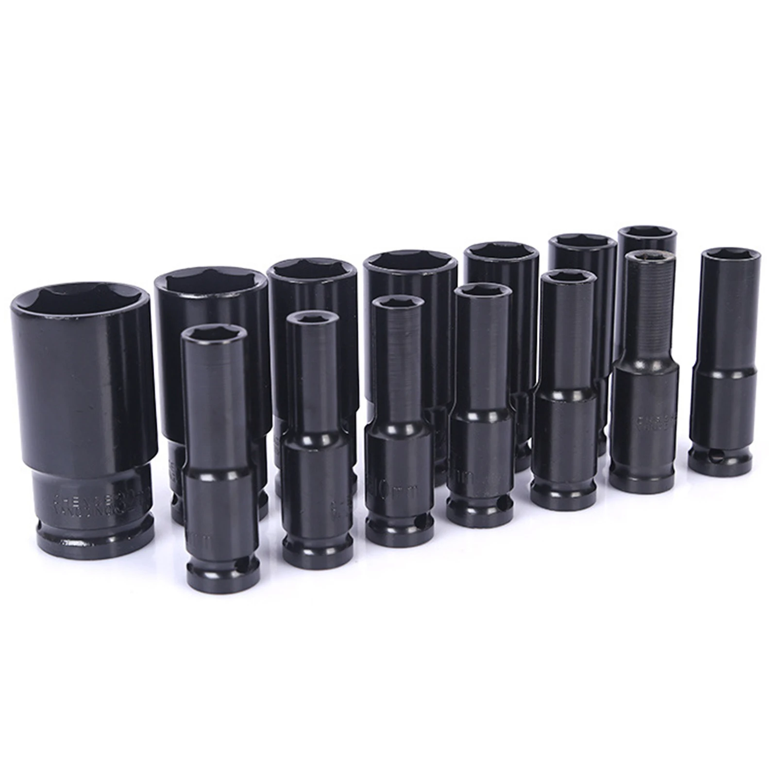 12Pcs 1/2 Impact Socket Set Head 8-24mm Deep Long Socket Pneumatic Wrench Mechanical Workshop Tools Garage For Car Drive Repair