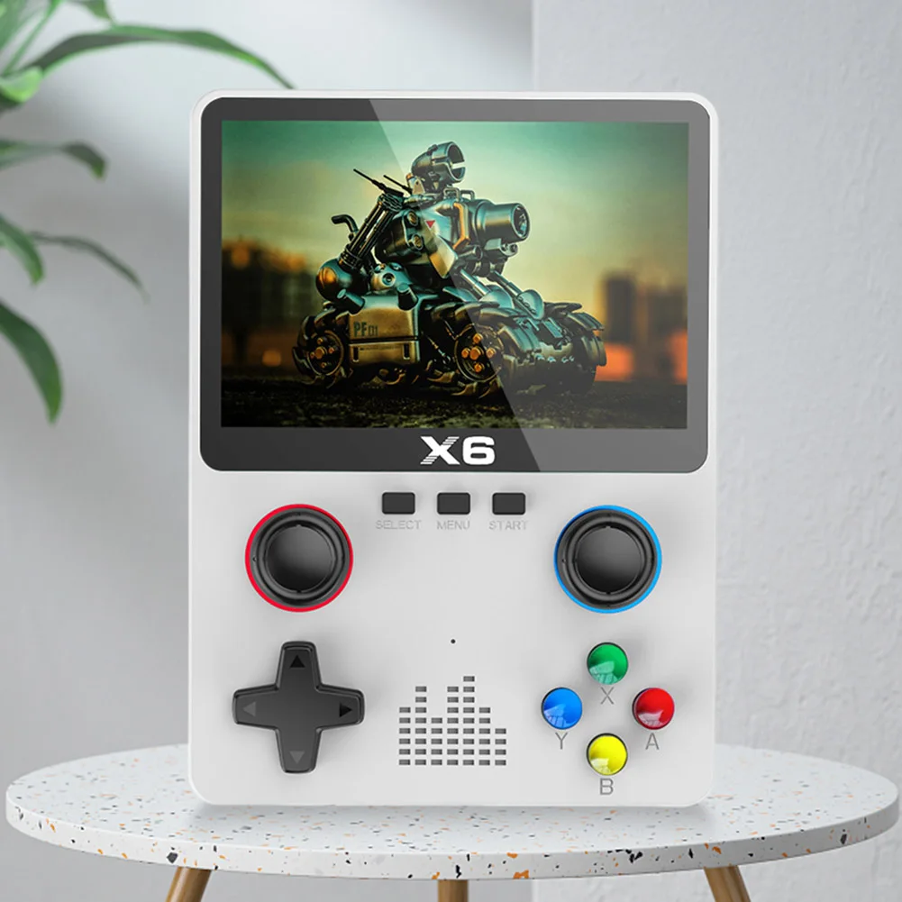 X6 Game Console 3.5 Inch IPS Screen Portable Game Console 2000mAh ATJ22735 32bit RISC Support Handle Connection for Adults Kids