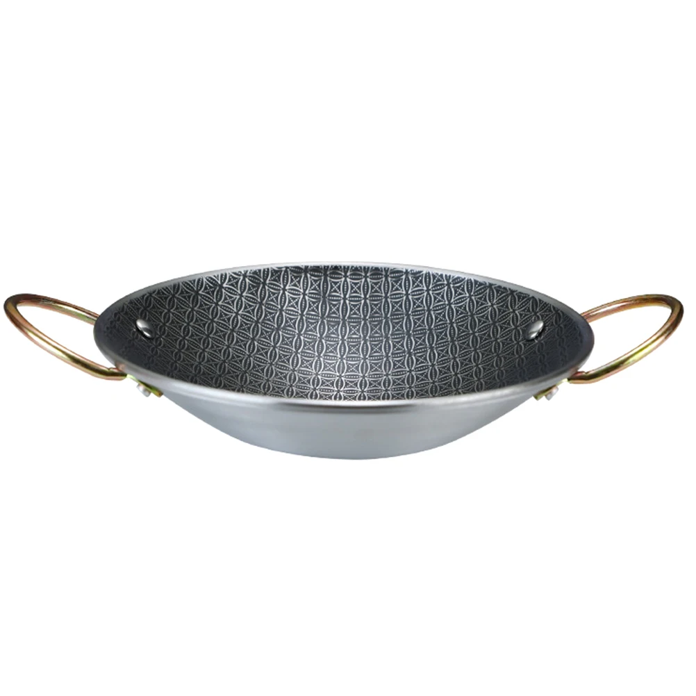 

Stainless Steel Paella Double Handle Cooking Pot Household Kitchen Cookware Multi-Function Hot Pot Sturdy Pan For Home