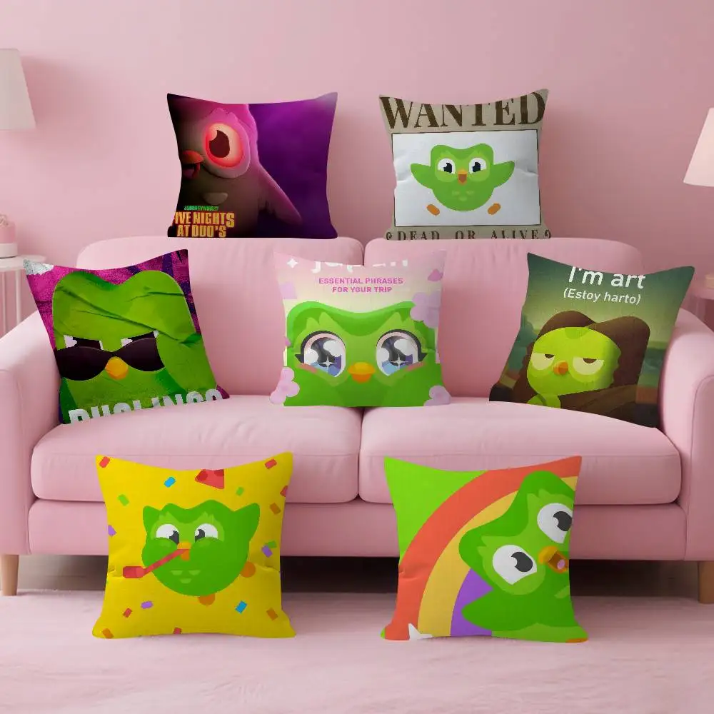 Anime game d-Duolingos cute  Cushion Cover Inches Farmhouse Decor Home Throw Pillow Covers for Couch Decorations