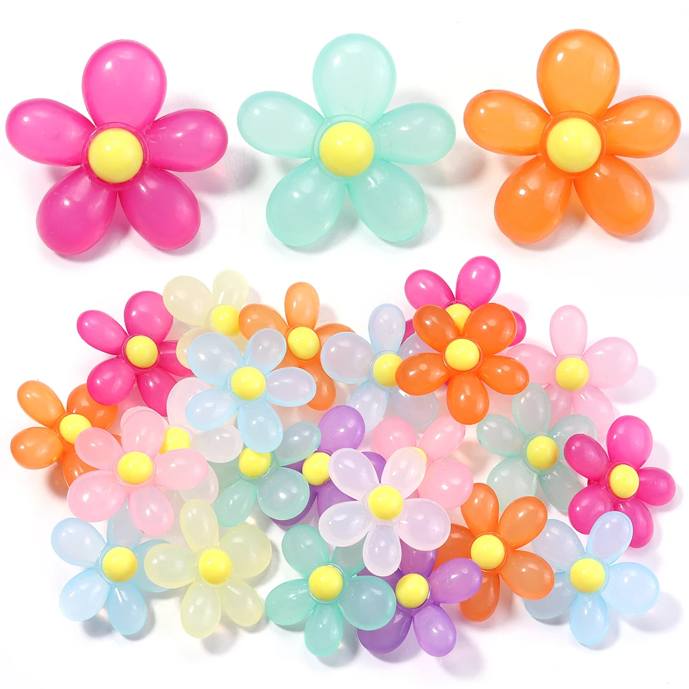 10 teile/los Cartoon Blume Acryl Perlen 39X40mm Sonne Blume Perlen Für DIY Schmuck Machen Armband Halskette Schlüsselbund headwear