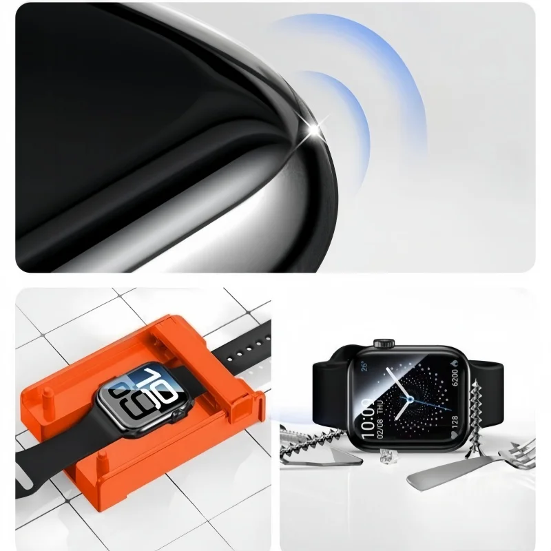 لساعة أبل S11-10-42mm-46mm iwatch Series 9 8 7 44-45mm فيلم السيراميك الناعم Ultra1-2-3-49MMEasy تثبيت عدة واقي للشاشة