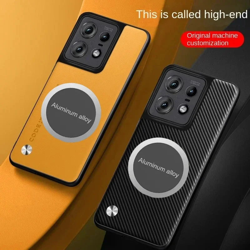 حافظة جلدية فاخرة لحامل السيارة المغناطيسي المعدني لهاتف Moto Edge 50 Pro Fusion Ultra 40 Neo 30 G85/55/45/35/15/05/ 4/S غطاء حماية
