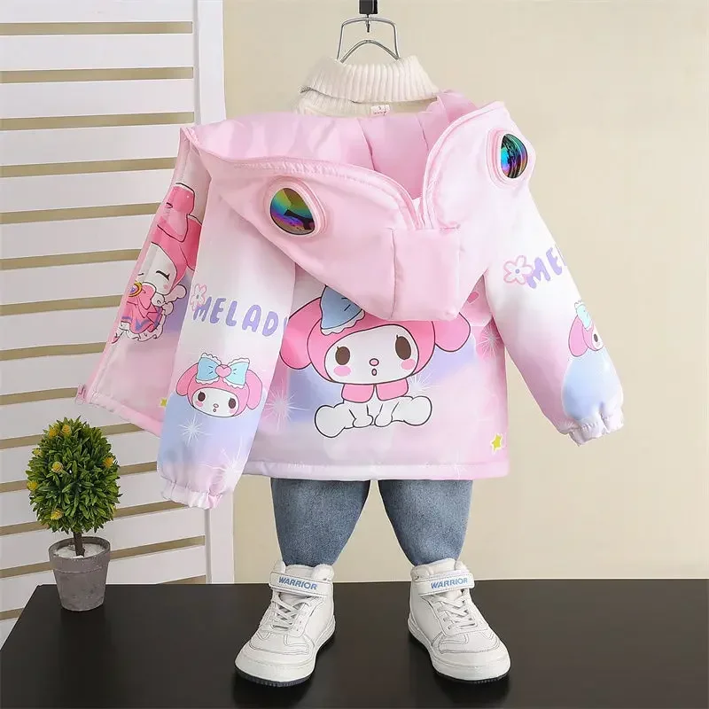 Sweet My Melody Anime Sanrio Ins Kawaii Mode Warmer Mantel Niedlicher Cartoon Ins Mode Langarm Jacke Kleidung Geschenke für Kinder