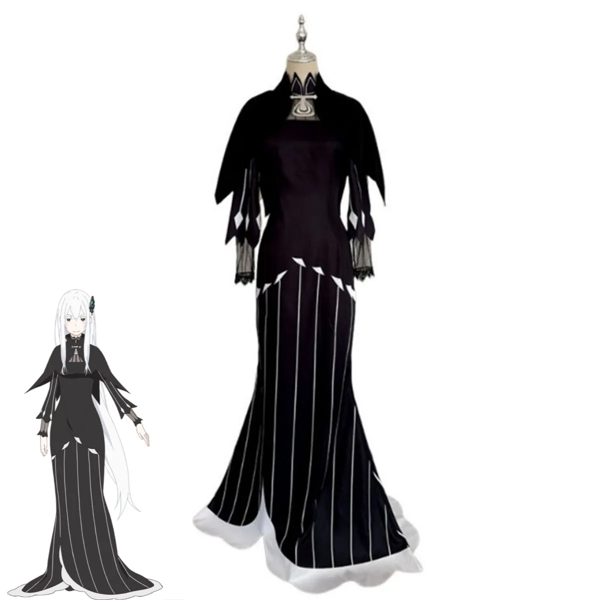 Anime Re:Life in A Different World From Zero Echidna Cosplay Costume Black Evening Dress Long Skirt Sexy Carnival Suit 2025