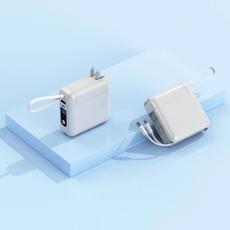 AC Plug Power Bank with Built-in Cable, Large Capacity 20000mAh Super Fast Charging 22.5W Portable Power Bank