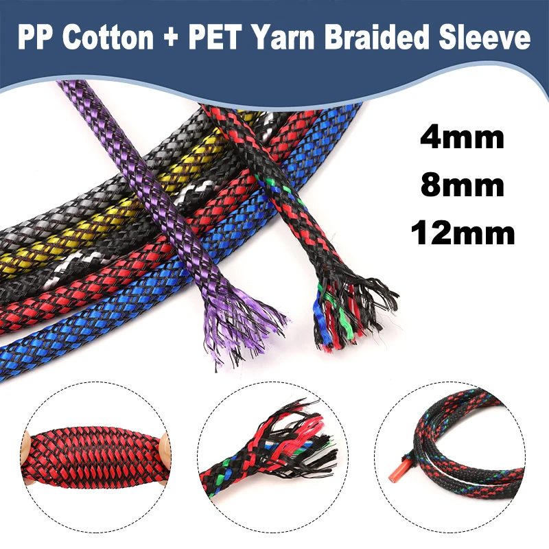 

Рулон 10 м: Новая оплетка из ПЭТ-нити и полипропиленового хлопка для изоляции и защиты кабелей, 4 мм, 8 мм, 12 мм