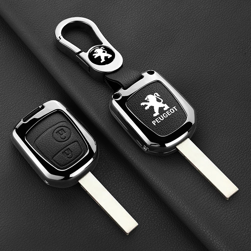 

Fashion Leather Car Remote Key Case Cover Protector Shell For Peugeot 106 107 206 207 306 307 406 407 Accessories Keychain