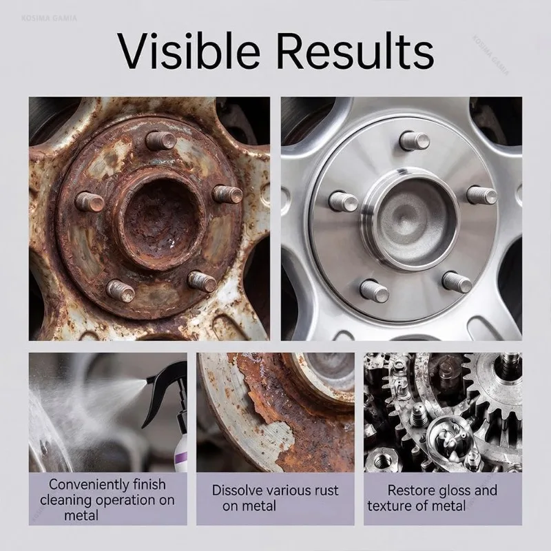 Car Wheel Hub Rust Remover Spray Metal Chrome Paint Cleaner Iron Powder Remover Auto Detailing Maintenance Anti Rust Protectant