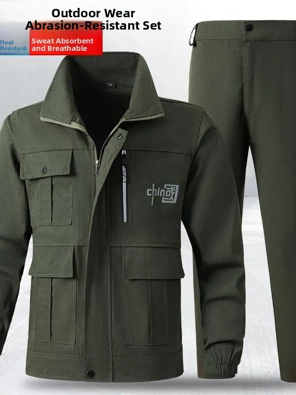 

Утолщенный рабочий костюм из чистого хлопка для мужчин и женщин, защита от ожогов, износостойкая спецодежда для сварщиков