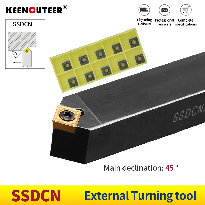 1pc SSDCN1616H09 SSDCN2020K09 SSDCN2525M12 External Turning Tool Holder SCMT Carbide Inserts Lathe CNC Cutting Tools Set