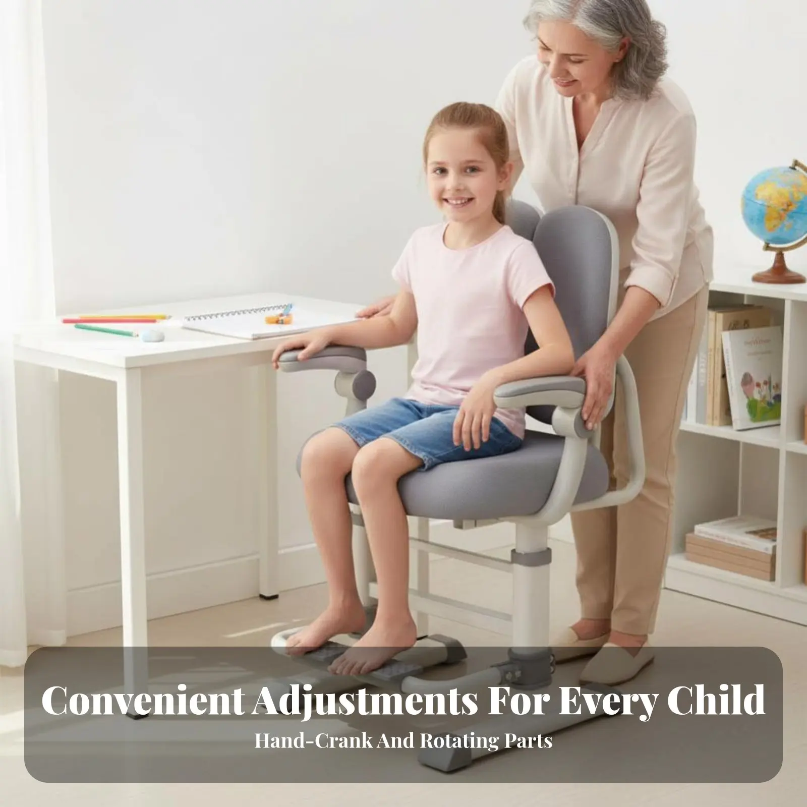 

Эргономичное студенческое кресло с регулировкой высоты, раздельной поддержкой позвоночника, нескользящими накладками на ножках и откидными подлокотниками для студентов