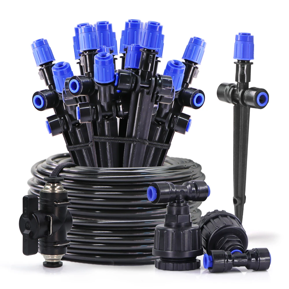 

1/4" Bubbler Auto Irrigation System 6mm 360° Adjustable Sprinkler PE Hose Greenhouse Garden Lawn Plant Pots Micro Drip Watering