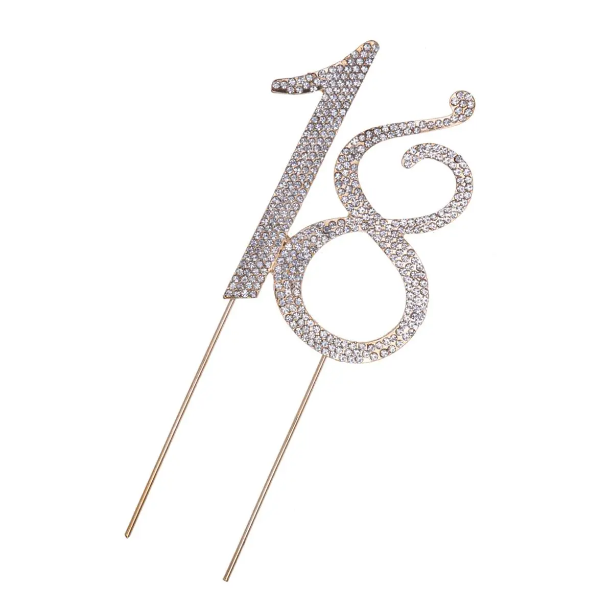 

18 Cake 10th Birthday Cupcake Toppers Decor Rhinestone Anniversary Number Rhinestones
