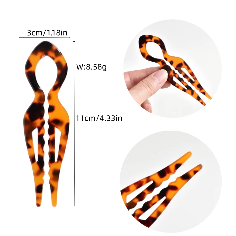 قطعة واحدة من دبوس الشعر على شكل ذيل السمكة الأكريليك على شكل حرف U - دبوس شعر فرنسي ملتوي - دبوس شعر كعكة كسولة - مناسب لجميع أنواع الشعر