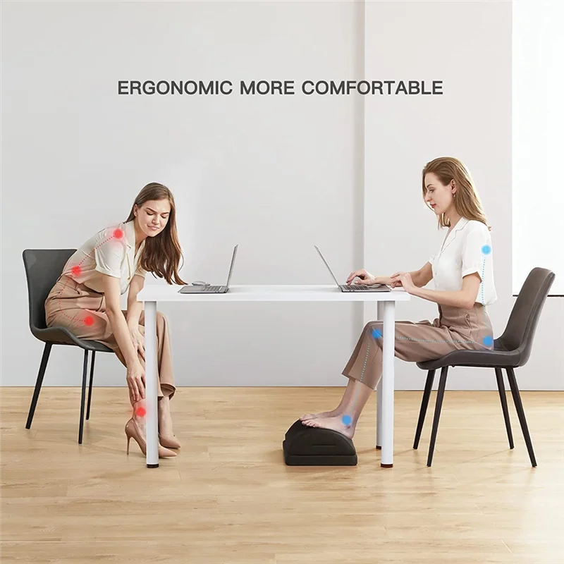 A95G 1 Piece Foot Rest Under The Work Desk, Black Double-Layer Adjustable Footstool Memory Foam Suitable For Office