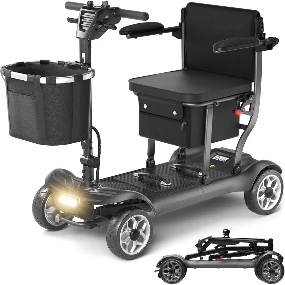 

Портативный скутер для взрослых: 43 фунта, складной, запас хода 12,4 мили, грузоподъемность 300 фунтов, черный цвет.